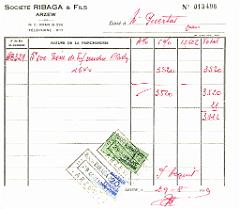 4-mystere 1959 aout facture RIBAGA d'arzew pierre de tuf